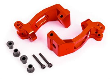 Caster blocks (c-hubs), 6061-T6 aluminum (red-anodized), left & right/ kingpin bushings (4)/ 3x20mm CS (with threadlock) (4)