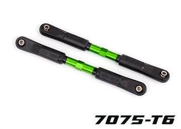 Toe links, Sledge® (TUBES green-anodized, 7075-T6 aluminum, stronger than titanium) (120mm) (2)/ rod ends, assembled with steel
