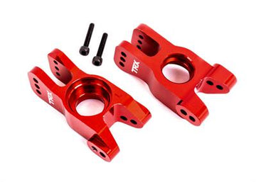 Carriers, stub axle, 6061-T6 aluminum (red-anodized) (left and right)/ 3x18mm CS (with threadlock) (2)