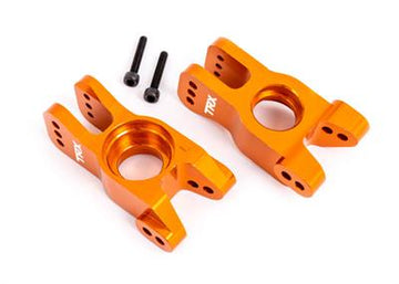 Carriers, stub axle, 6061-T6 aluminum (orange-anodized) (left and right)/ 3x18mm CS (with threadlock) (2)