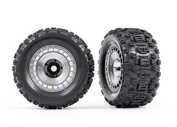 Tires & wheels, assembled, glued (3.8" black wheels, gray wheel covers, Sledgehammer® tires, foam inserts) (2)
