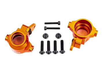Steering blocks, 6061-T6 aluminum (orange-anodized), left & right/ steering block arms (2)/ 4x16mm BCS (with threadlock) (4)/ 3x