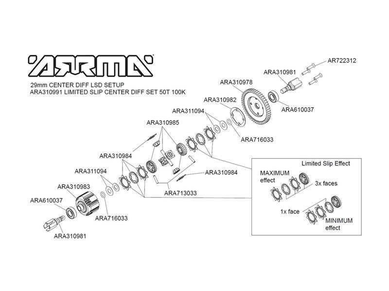 Arrma - ARA310991 - Active Center Diff Set 50T 100k