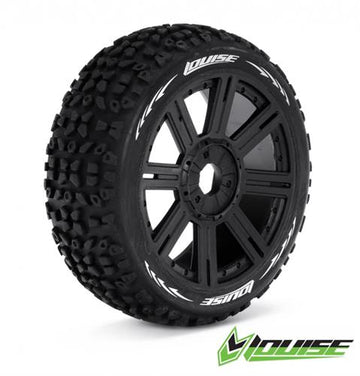 LouiseRC - T3109B - B-MAZINGER dæk på 1/8 fælge med 17 mm hex - Sport Compound - 2 stk - 1/8 buggy