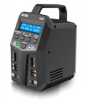 12A T200 dobbelt oplader med strømforsyning 2x100W - NiMH og Lipo - 1-6S