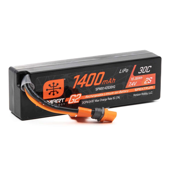 Spektrum - SPMX142S30H2 - 7.4V Smart G2 Lipo Batteri med 1400 mAh, 30C i hardcase med IC2 stik
