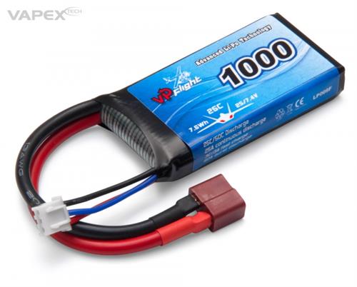 Vapex - VPLP009FD - 7,4V 1000 mAh 25C Lipo batteri med Deans Stik