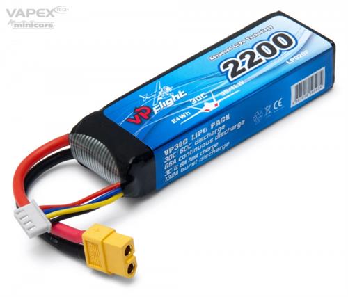 Vapex - VPLP020FXT - 11.1V 2200 mAh 30C Lipo batteri med XT-60 stik