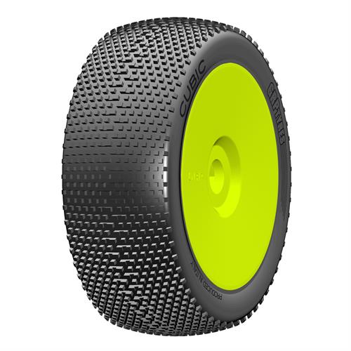 GRP - GBY03A - 1:8 BU - CUBIC - A Soft - New Closed Cell Insert - Mounted on New Closed Yellow Wheel - 1 Pair