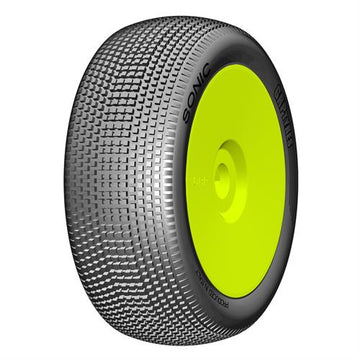 GRP - GBY09A - 1:8 BU - SONIC - A Soft - New Closed Cell Insert - Mounted on New Closed Yellow Wheel - 1 Pair