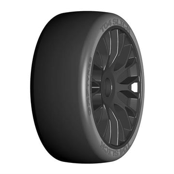 GRP - GTX04-XM7 - 1:8 GT - T04 SLICK - XM7 MediumHard -  Mounted on New 20 Spoked FLEX Black Wheel - 1 Pair
