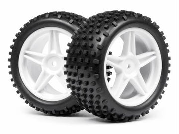 1:10 BUGGY WHITE REAR WHEEL & TYRE ASSEMBLY
