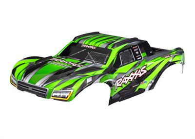 Traxxas - TRX10211-GRN - Body, Maxx Slash®, green (painted)/ decal sheet (assembled with body support, body plastics, & latches for clipless mounting