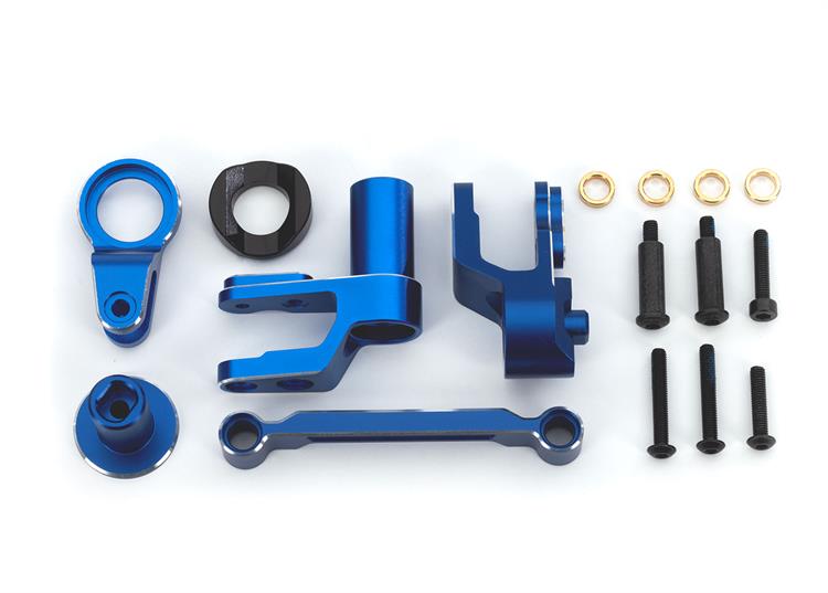 Traxxas - TRX10246-BLUE - Steering bellcranks, draglink (blue-anodized 6061-T6 aluminum)/ bellcrank bushing