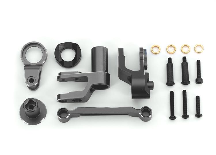 Traxxas - TRX10246-GRAY - Steering bellcranks, draglink (gray-anodized 6061-T6 aluminum)/ bellcrank bushing