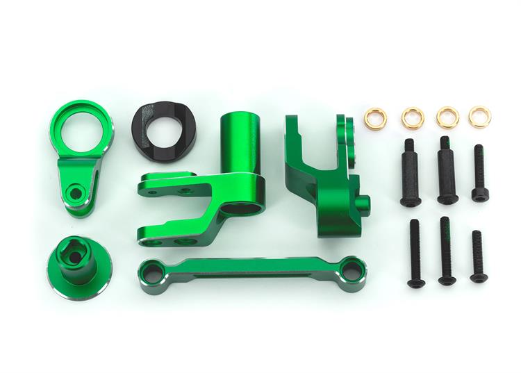 Traxxas - TRX10246-GRN - Steering bellcranks, draglink (green-anodized 6061-T6 aluminum)/ bellcrank bushing