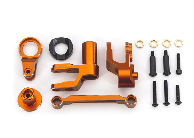 Traxxas - TRX10246-ORNG - Steering bellcranks, draglink (orange-anodized 6061-T6 aluminum)/ bellcrank bushing