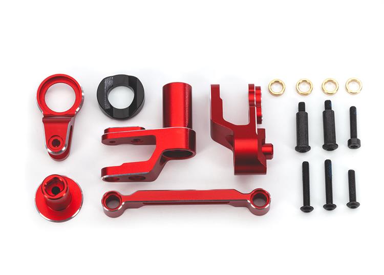 Traxxas - TRX10246-RED - Steering bellcranks, draglink (red-anodized 6061-T6 aluminum)/ bellcrank bushing