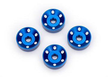 Traxxas - TRX10257-BLUE - Wheel washers, machined aluminum, blue (4)