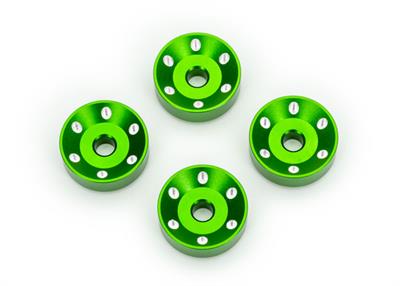 Traxxas - TRX10257-GRN - Wheel washers, machined aluminum, green (4)