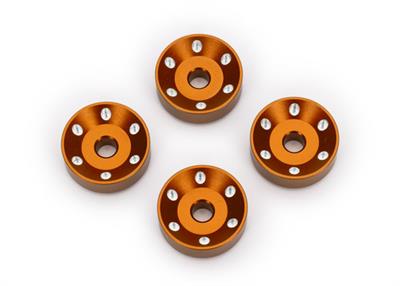 Traxxas - TRX10257-ORNG - Wheel washers, machined aluminum, orng (4)