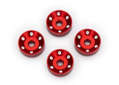 Traxxas - TRX10257-RED - Wheel washers, machined aluminum, red (4)