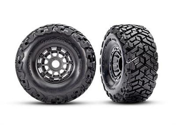 Traxxas - TRX10272-GRAY - Tires & wheels, assembled, glued, left (1), right (1) (charcoal gray wheels, Maxx Slash® belted tires, foam inserts) (17mm