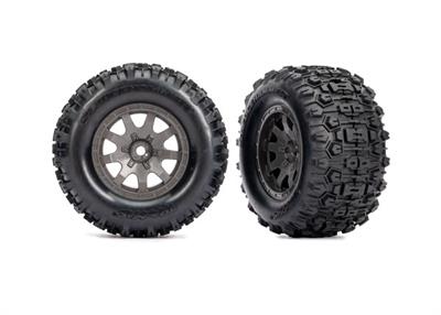 Traxxas - TRX10771-GRAY - Tires & Wheels Sledgehammer/ Mini Maxx Charcoal Gray Front (2)