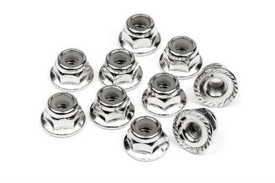 HPI - HP103729 - Serrated Flange Lock Nut M4 (Silver/10Pcs)