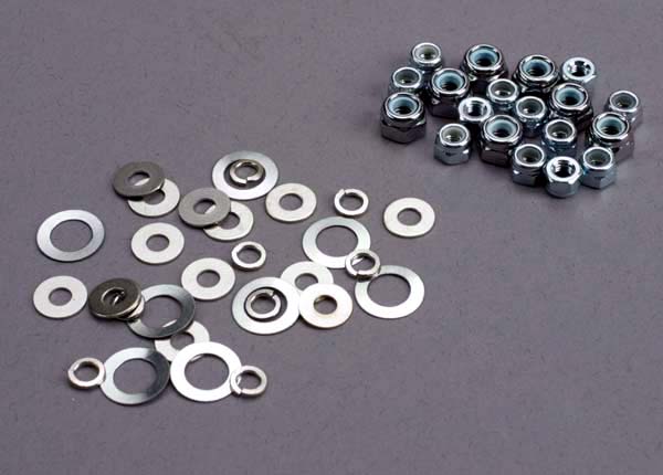 Traxxas - TRX1252 - Nut set, lock nuts (3mm (11) and 4mm(7)) and washer set