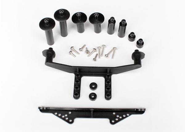 Traxxas - TRX1914R - Body mount, front & rear (black)/ body posts, 52mm (2), 38mm (2), 25mm (2), 6.5mm (2)/ body post extensions (4)/ hardware