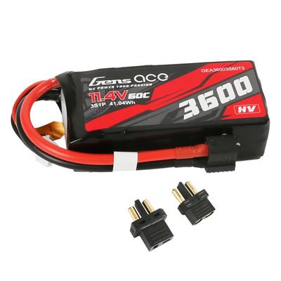 GensAce - B-60C-3600-3S1P-HV-SoftCase-1TO3 - 11.4V 3600 mAh 60C Lipo Batteri med XT-60/ Deans stik