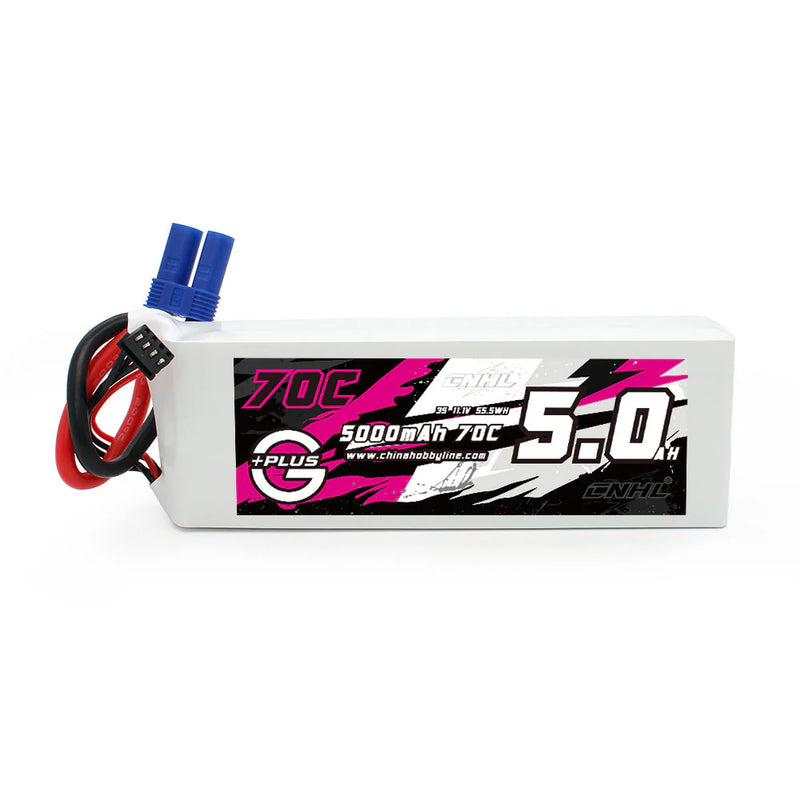 CNHL - 11.1V Lipo batteri med 5000 mAh, 70C i Softcase med EC5 stik