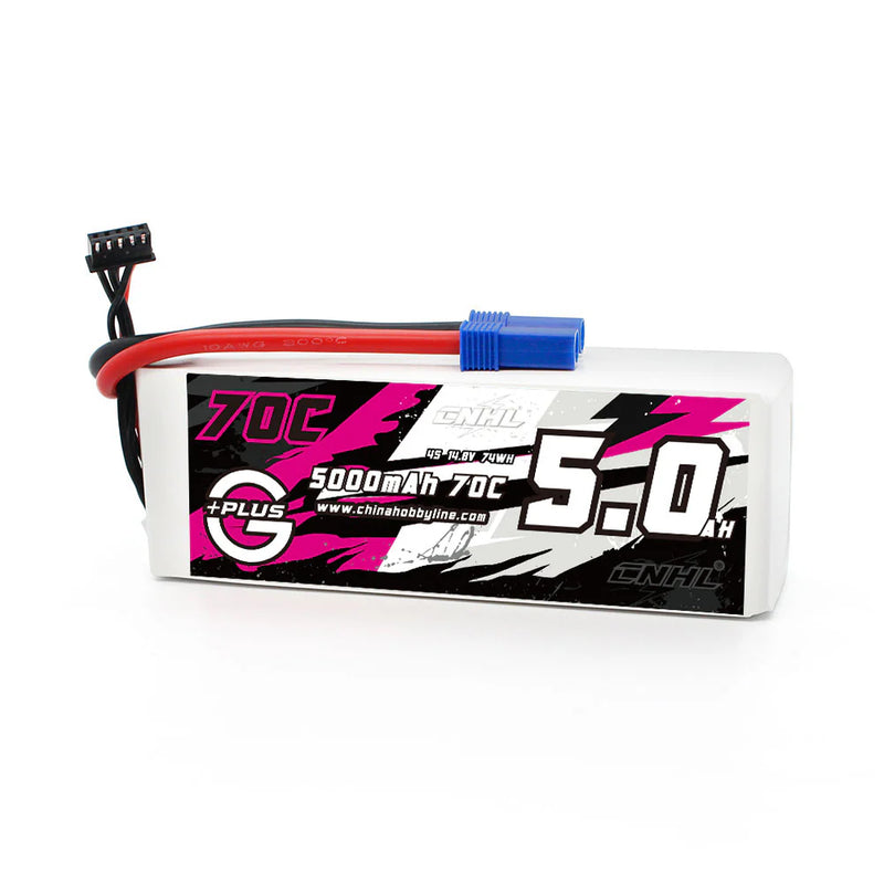 CNHL - 14.8V Lipo batteri med 5000 mAh, 70C i Softcase med EC5 stik