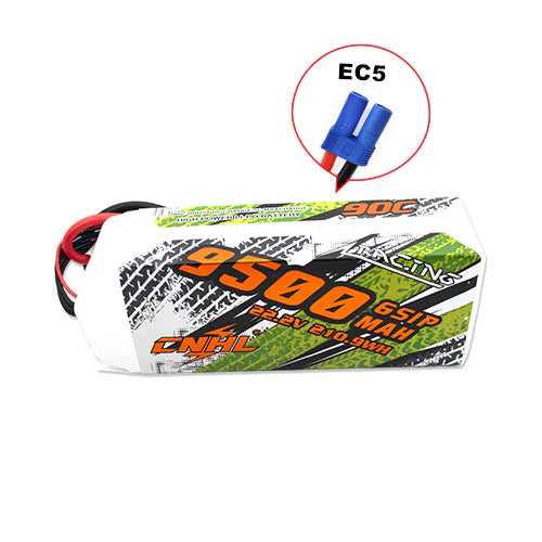 CNHL - 22.2V Lipo batteri med 9500 mAh, 90C i Sofcase med EC5 stik