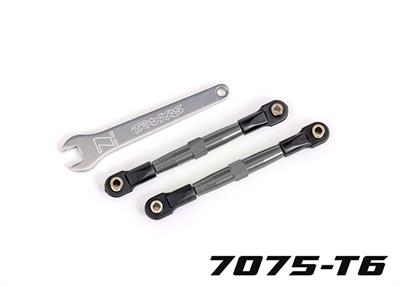 Traxxas - TRX2445A - Toe links, front (TUBES charcoal gray-anodized, 7075-T6 aluminum, stronger than titanium) (2) (assembled with rod ends and hollo