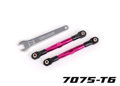 Traxxas - TRX2445P - Toe links, front (TUBES pink-anodized, 7075-T6 aluminum, stronger than titanium) (2) (assembled with rod ends and hollow balls)/