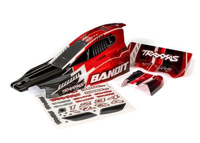 Traxxas - TRX2450 - Body, Bandit® (also fits Bandit® VXL), black & red/ wing (painted, decals applied)