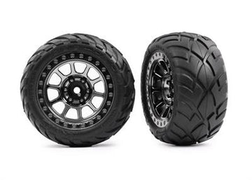 Traxxas - TRX2478T - Tires & wheels, assembled (2.2" black chrome wheels, Anaconda® 2.2" tires with foam inserts) (2) (Bandit® rear)