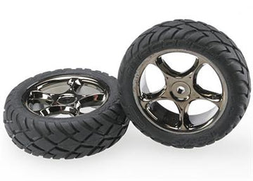 Traxxas - TRX2480A - Wheels, 2.2" (black, satin chrome beadlock) (2) (Bandit® rear)