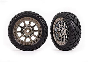 Traxxas - TRX2479T - Tires & wheels, assembled (2.2" black chrome wheels, Anaconda® 2.2" tires with foam inserts) (2) (Bandit® front))