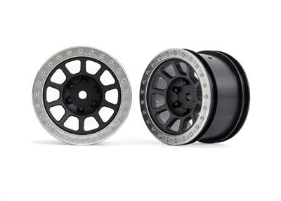 Traxxas - TRX2480 - Wheels, 2.2" (black, satin chrome beadlock) (2) (Bandit® rear)