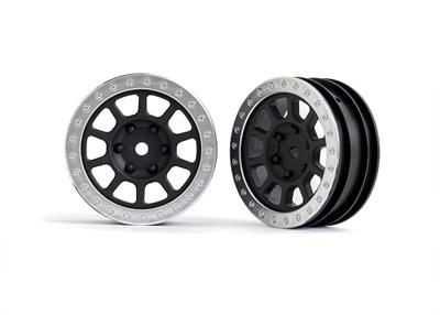 Traxxas - TRX2481 - Wheels, 2.2" (black, satin chrome beadlock) (2) (Bandit® front)