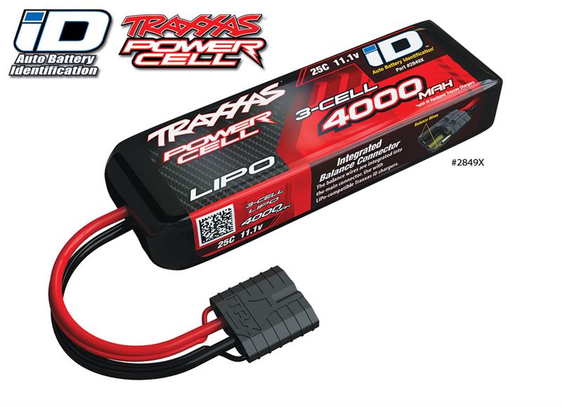 Traxxas - TRX2849x - 11,1V Lipo batteri med 4000 mAh, 25C, Softcase og Traxxas ID stik