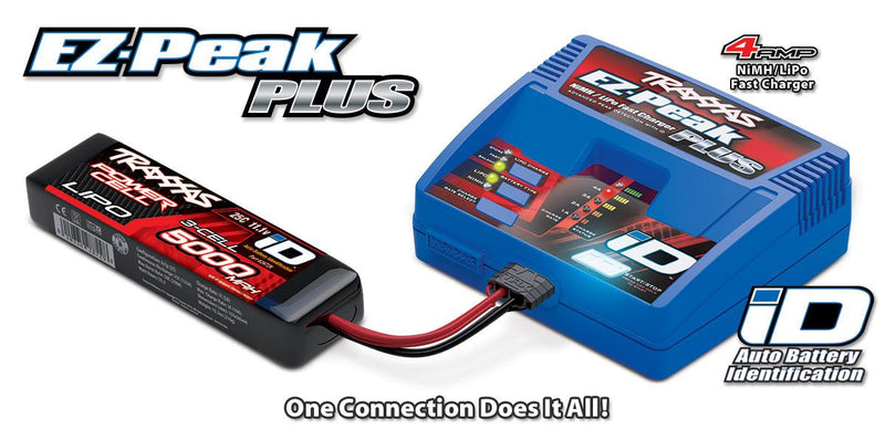 Traxxas - TRX2970GX - 4A EZ-Peak® Plus oplader med ID® Autogenkendelse af Traxxas ID NiMH og Lipo Batterier - 2-3S