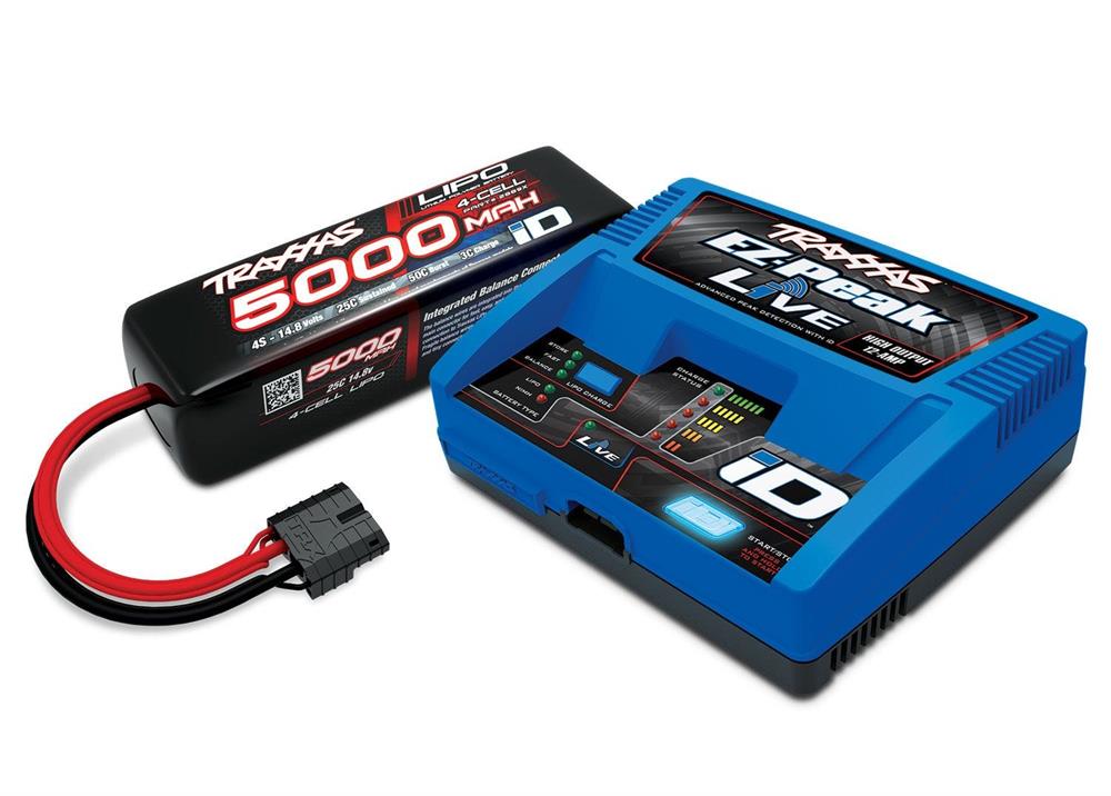 Traxxas - TRX2996G - 12A ID Oplader (TRX2971) med 14,8V, 5000 mAh, 25C Lipo batteri med ID (TRX2889X)