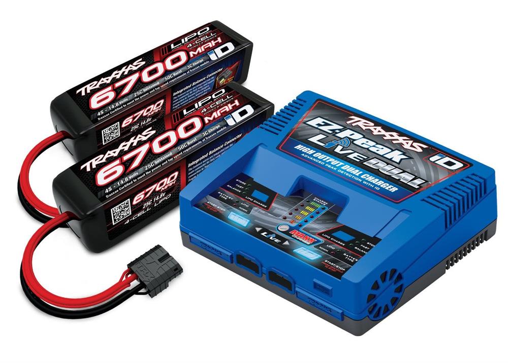 Traxxas - TRX2997G - 16A ID oplader (TRX2973) med 14,8V, 6700 mAh, 25C Lipo batteri med ID (TRX2890)