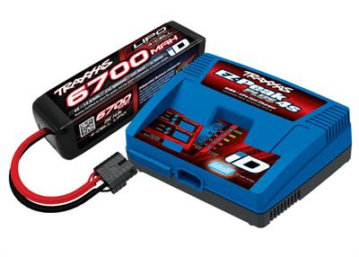 Traxxas - TRX2998G - TRX2981 Charger EZ Peak Plus 8A and TRX2890 4S 14,8v Li-Po 6700mAh Combo