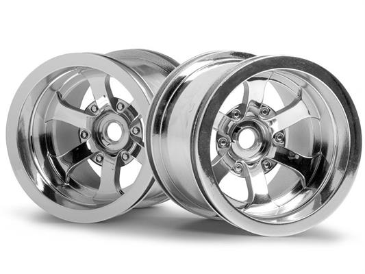 HPI - HP3087 - Scorch 6-Spoke Wheel Shiny Chrome (55X50Mm/2Pcs)