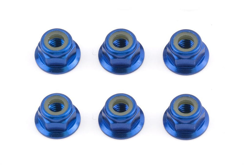 Team Associated - AE31551 - FT Locknuts, M4 blue aluminum, flanged